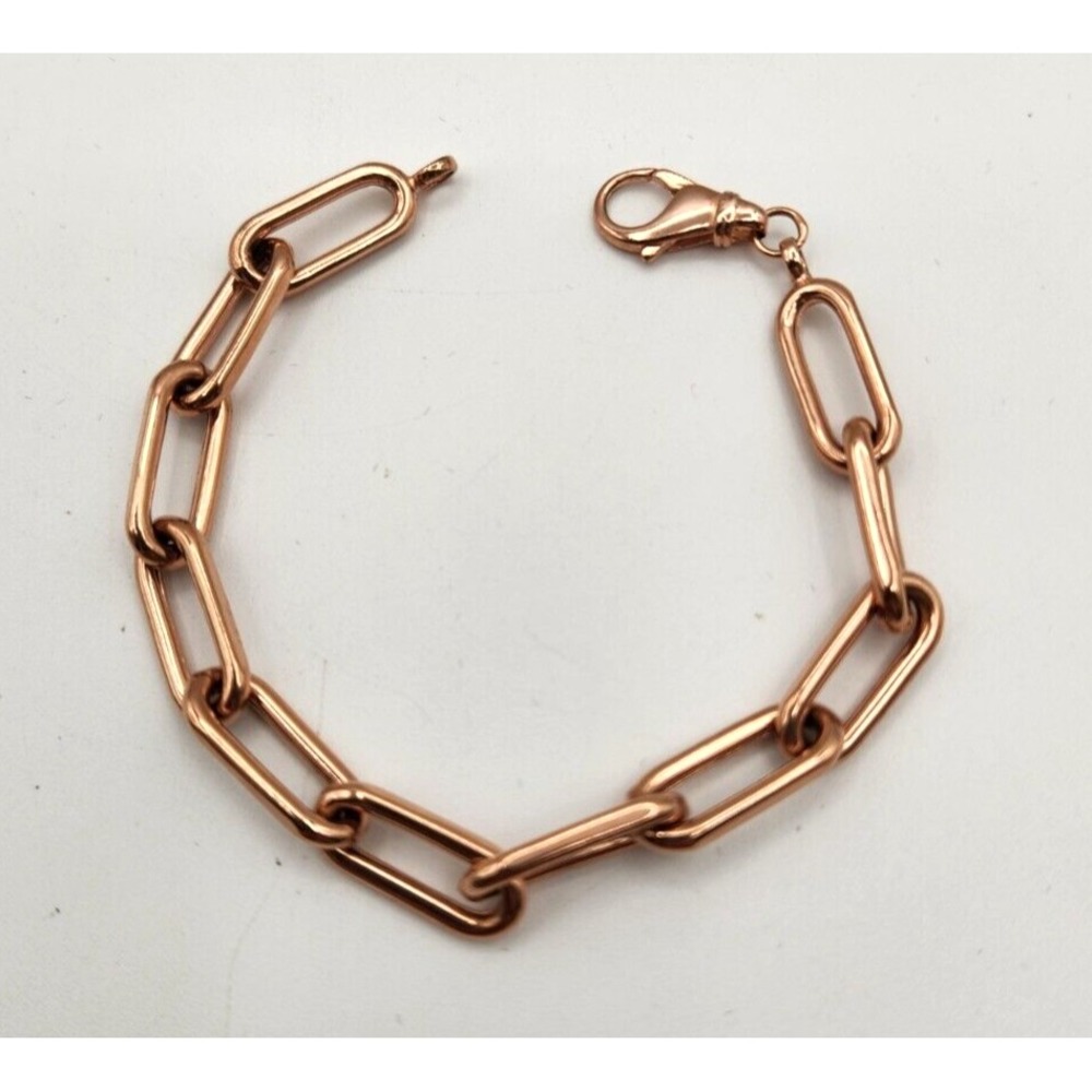 Sterling Silver Rose plated Fancy Paperclip Chain Bracelet 8" QVC New
